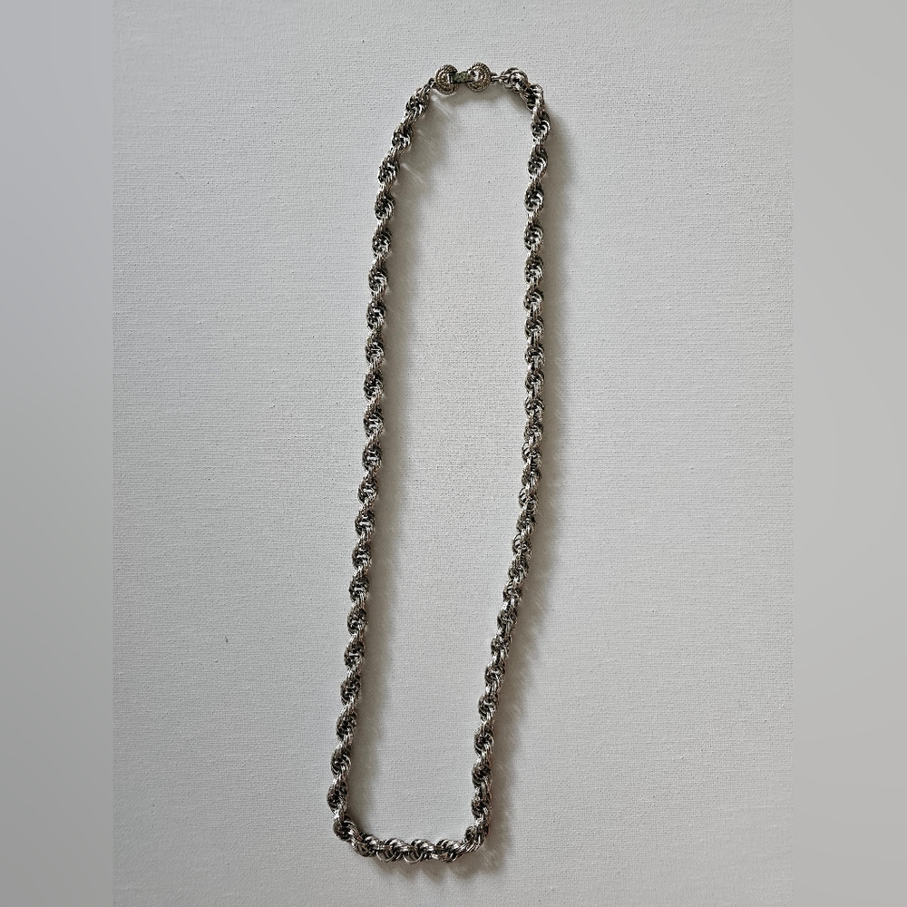 Vintage Monet Silver Tone Spiral Chain Necklace
